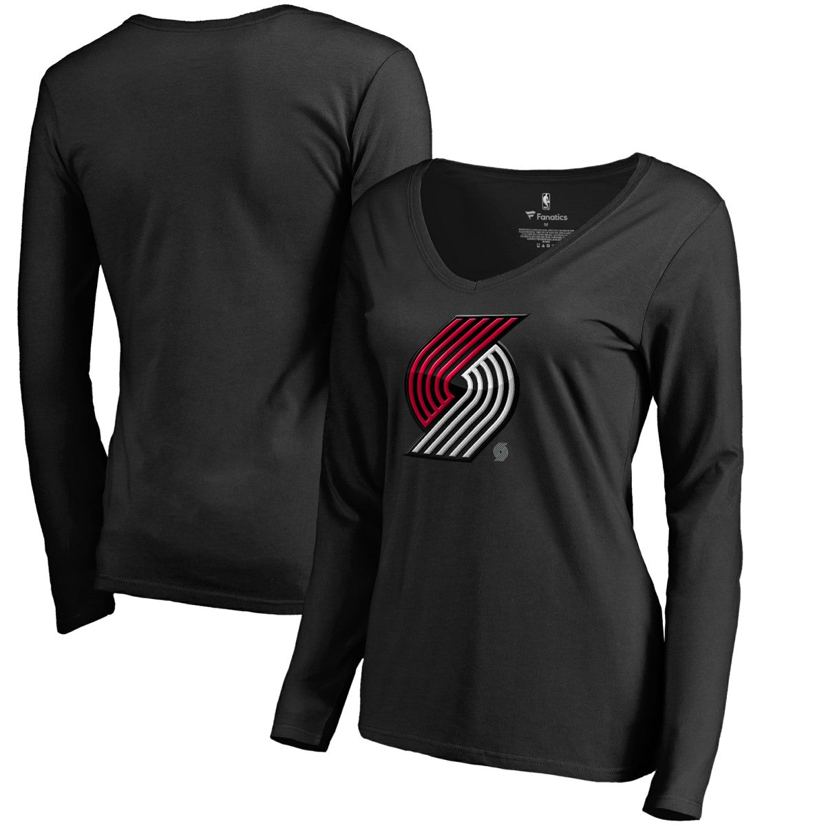 Portland Trail Blazers Women's Midnight Mascot Long Sleeve V-Neck T-Shirt - Black online