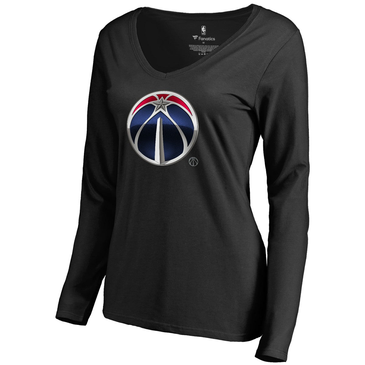 Washington Wizards Women's Midnight Mascot Long Sleeve V-Neck T-Shirt - Black for sale