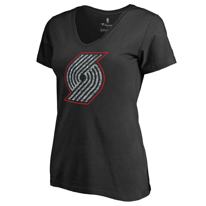 Portland Trail Blazers Women's Static Logo V-Neck T-Shirt - Black shop