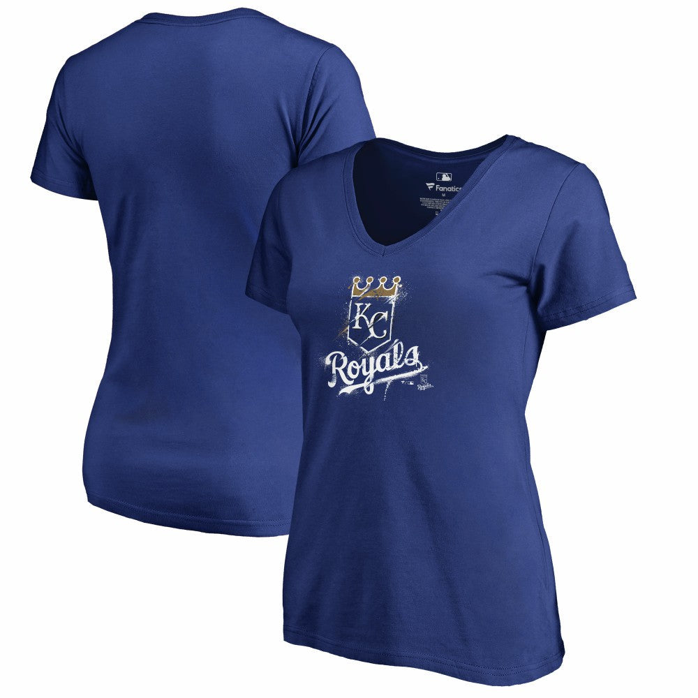 Kansas City Royals Women's Splatter Logo V-Neck T-Shirt - Royal