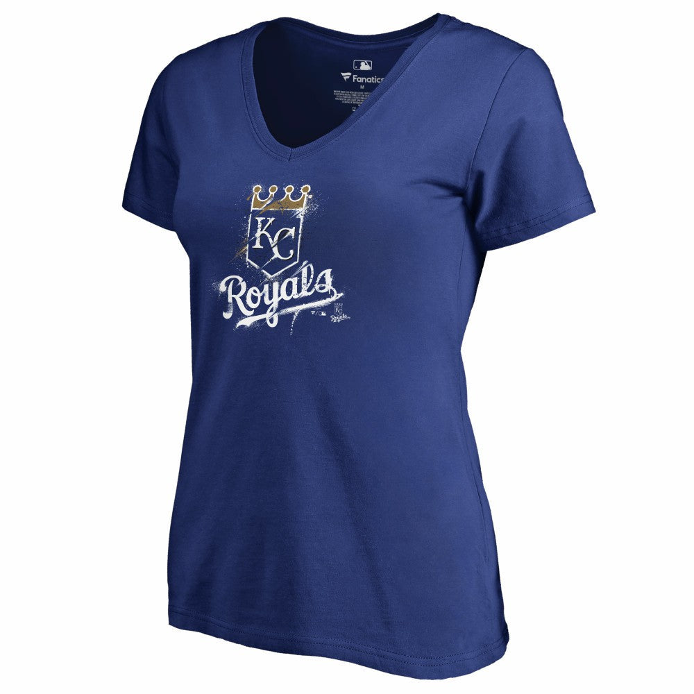 Kansas City Royals Women's Splatter Logo V-Neck T-Shirt - Royal