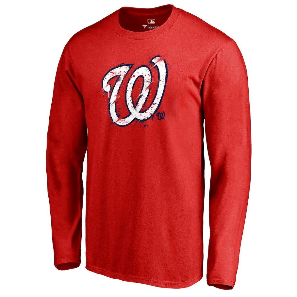 Washington Nationals Splatter Logo Long Sleeve T-Shirt - Red