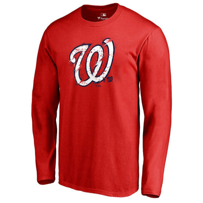 Washington Nationals Splatter Logo Long Sleeve T-Shirt - Red