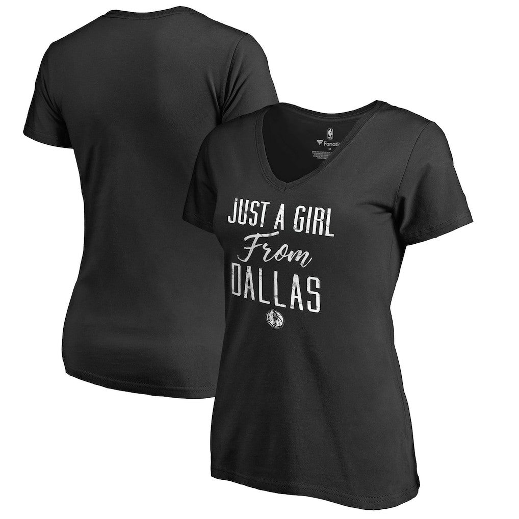 Dallas Mavericks Women's Just a Girl V-Neck T-Shirt sale - Black outlet