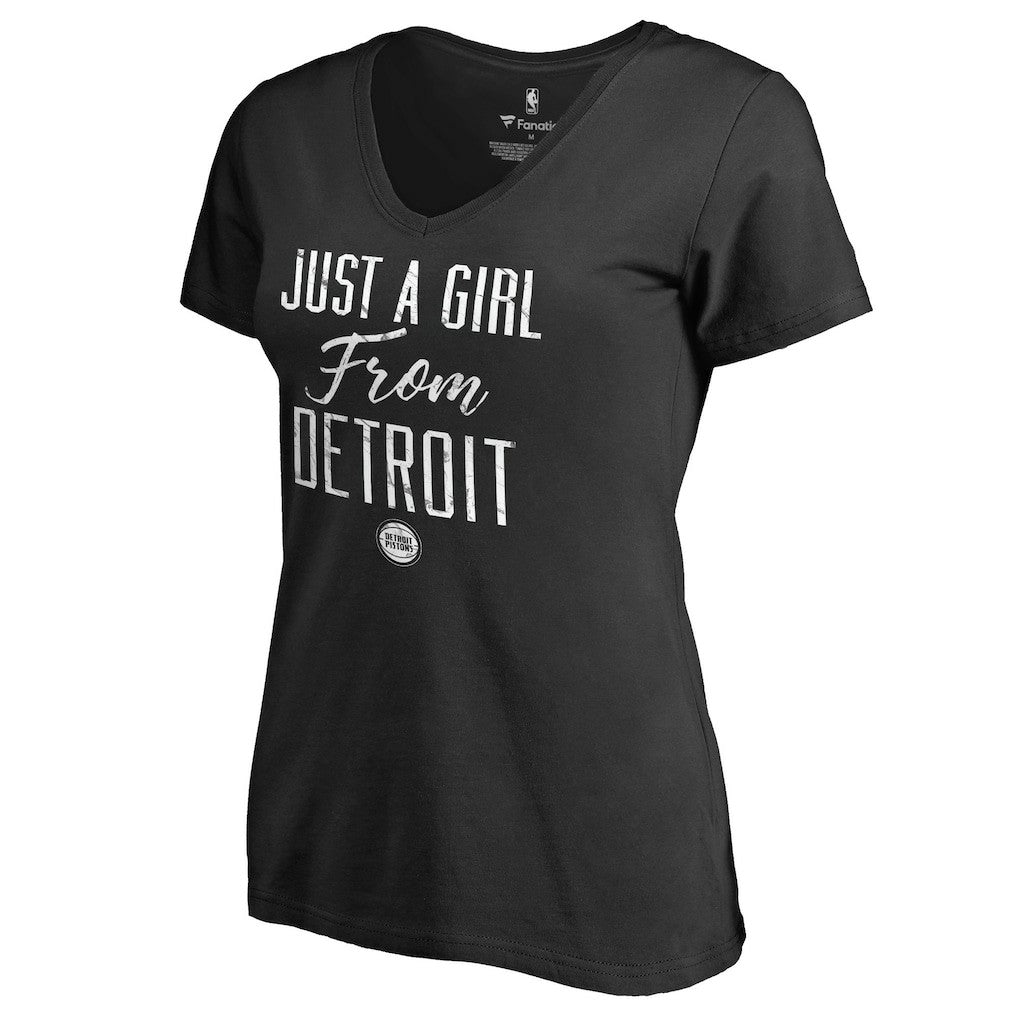 Detroit Pistons Women's Just a Girl V-Neck T-Shirt sale - Black for sale