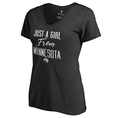 Minnesota Timberwolves Women's Just a Girl V-Neck T-Shirt - Black for sale