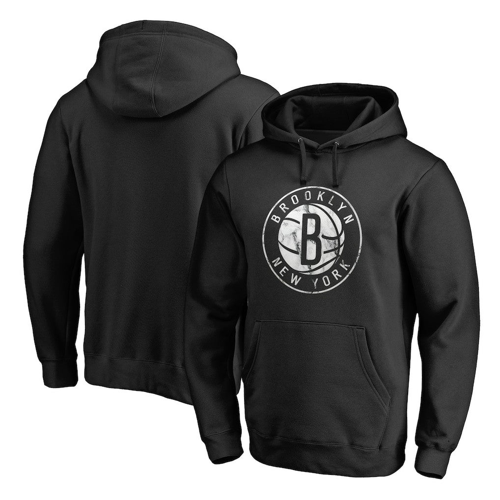 Brooklyn Nets Marble Logo Pullover Hoodie - Black sale