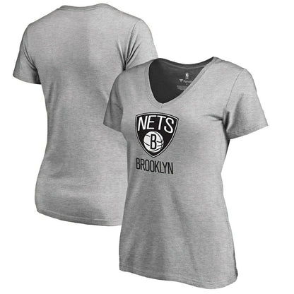 Brooklyn Nets Women's Primary Logo V-Neck T-Shirt - Ash shop