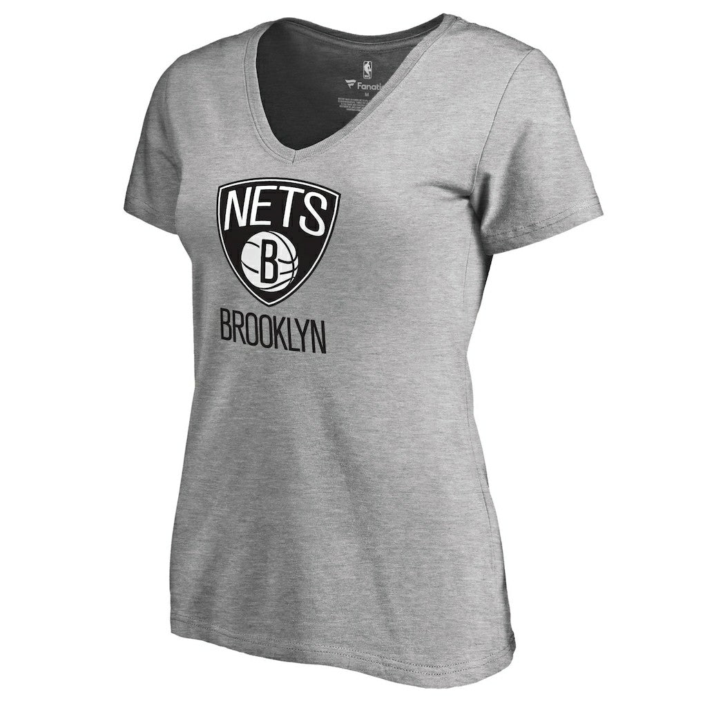 Brooklyn Nets Women's Primary Logo V-Neck T-Shirt - Ash shop