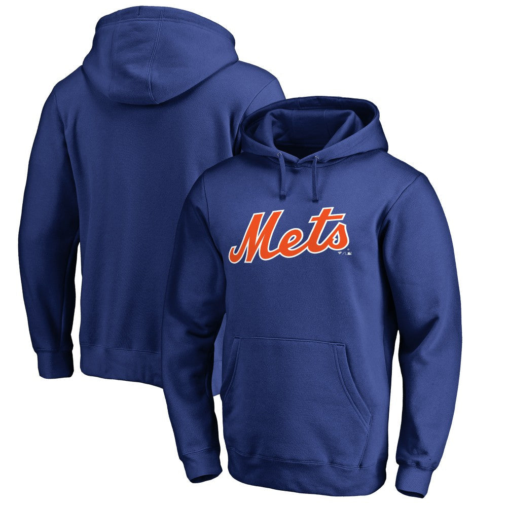 New York Mets Official Wordmark Fitted Pullover Hoodie - Royal