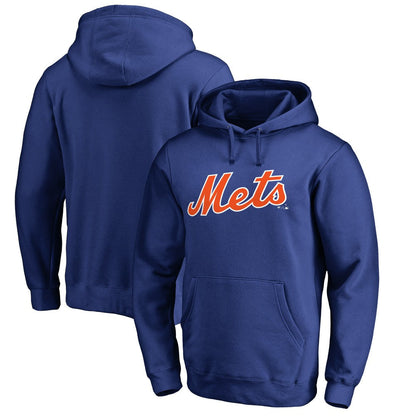 New York Mets Official Wordmark Fitted Pullover Hoodie - Royal