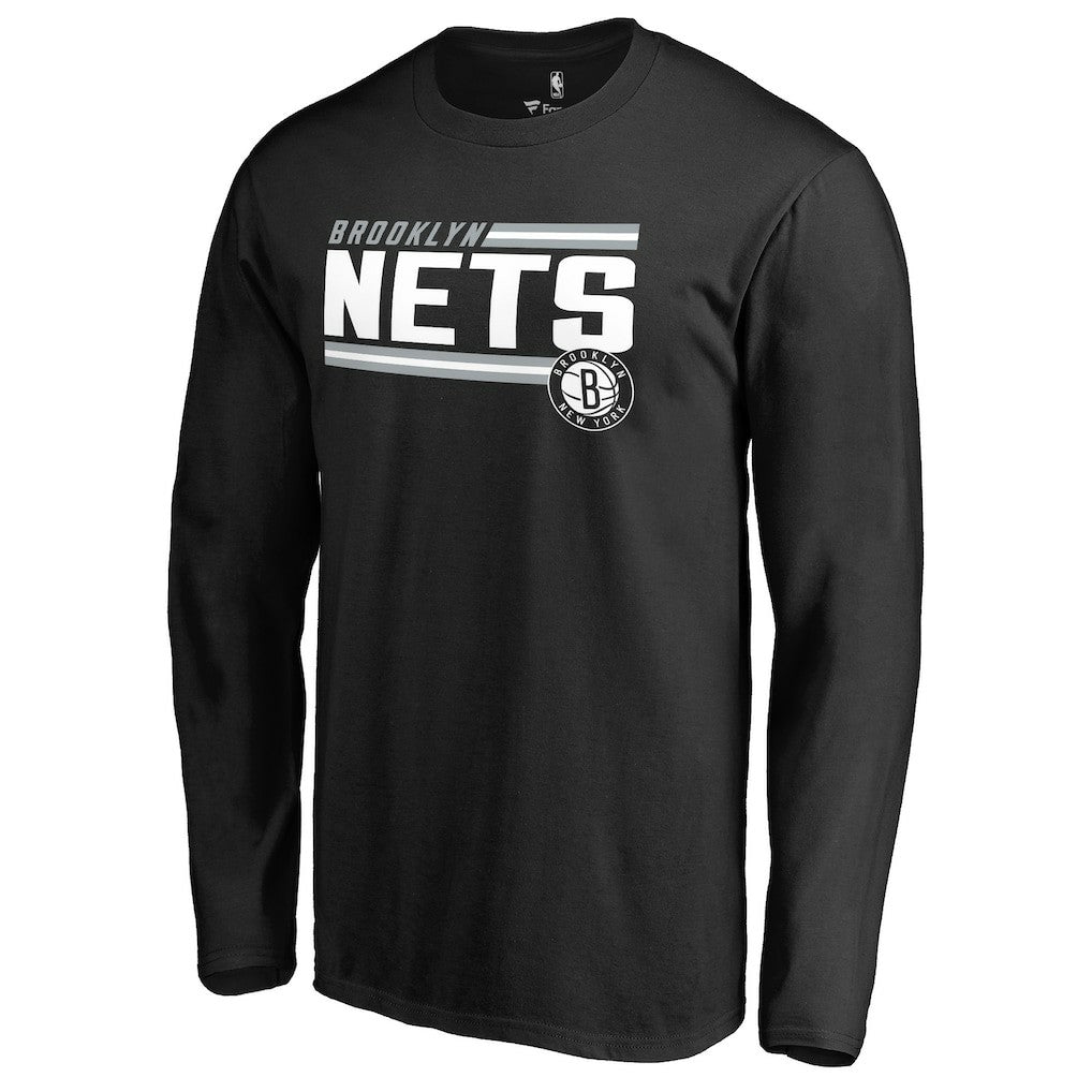 Brooklyn Nets Onside Stripe Long Sleeve T-Shirt - Black sale