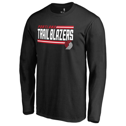 Portland Trail Blazers Onside Stripe Long Sleeve T-Shirt - Black discount