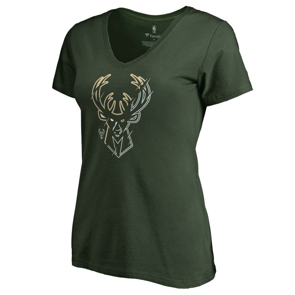 Milwaukee Bucks Women's X-Ray Slim Fit V-Neck T-Shirt - Green on sale