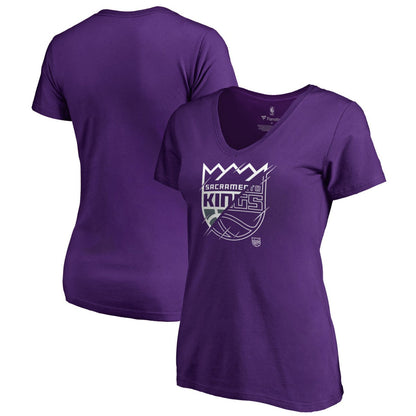 Sacramento Kings Women's X-Ray Slim Fit V-Neck T-Shirt - Purple discount