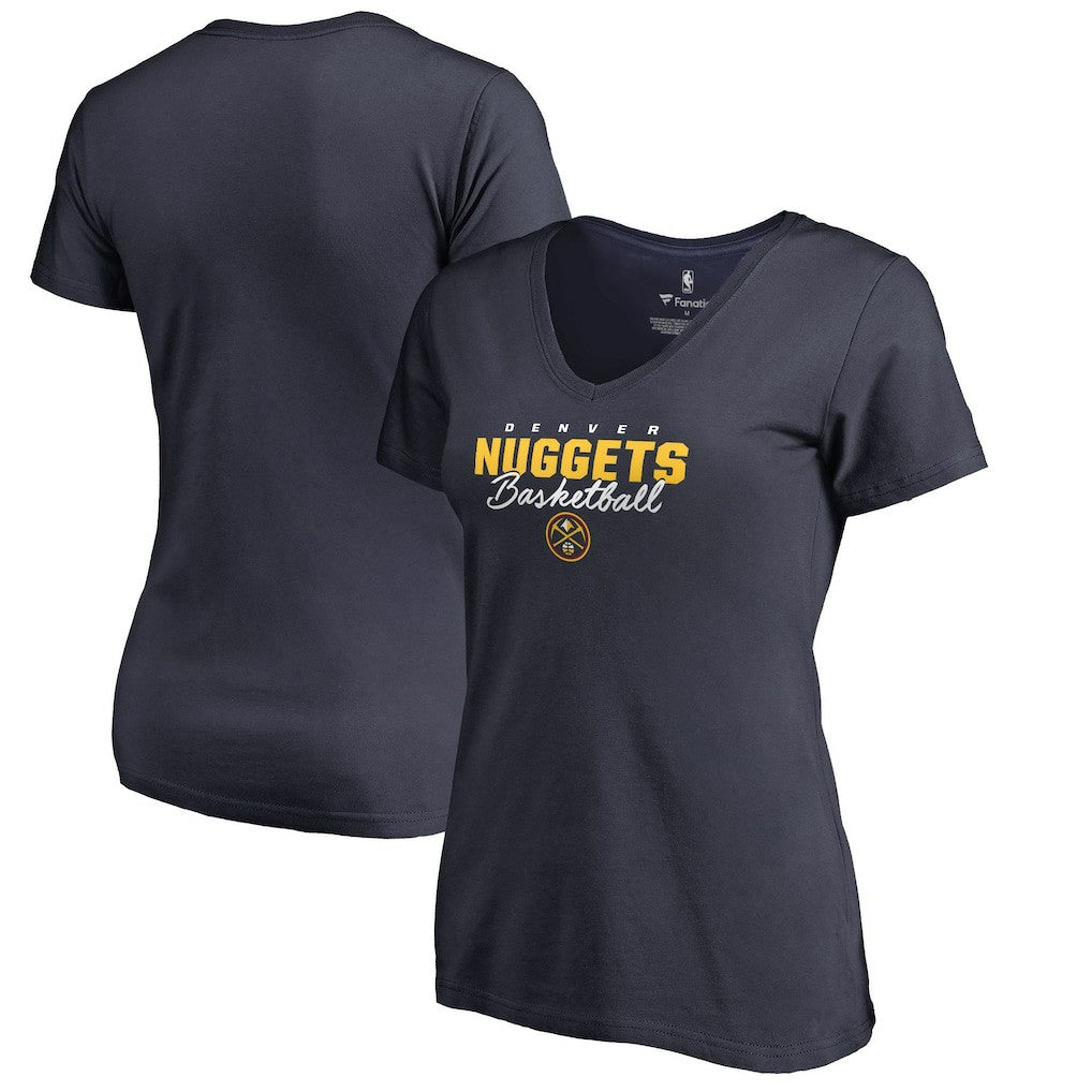 Denver Nuggets Women's Script Assist V-Neck T-Shirt sale - Navy outlet