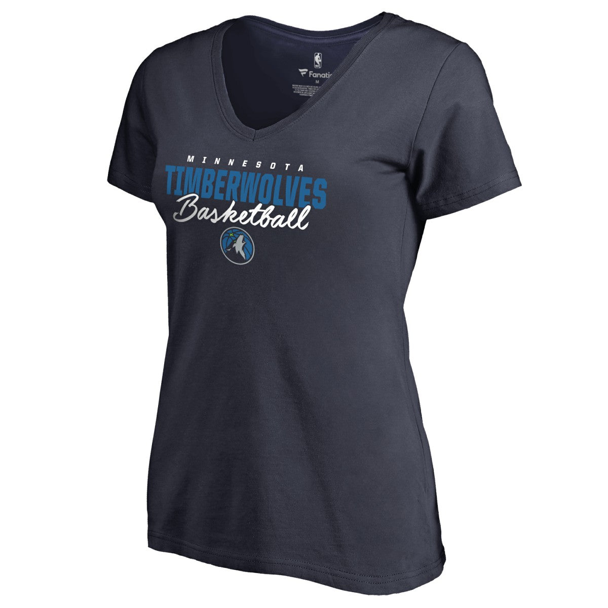 Minnesota Timberwolves Women's Script Assist V-Neck T-Shirt - Navy discount