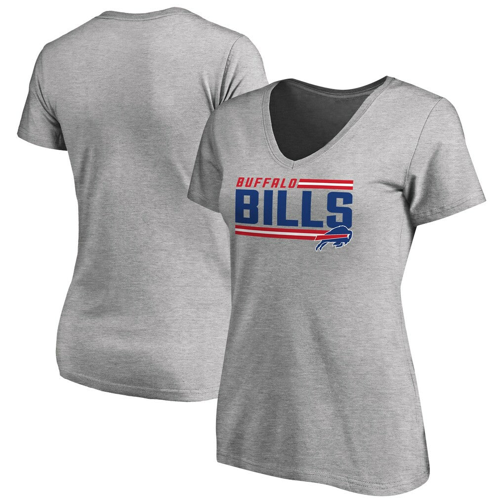 Buffalo Bills Women's Iconic Collection On Side Stripe V-Neck T-Shirt - Ash outlet