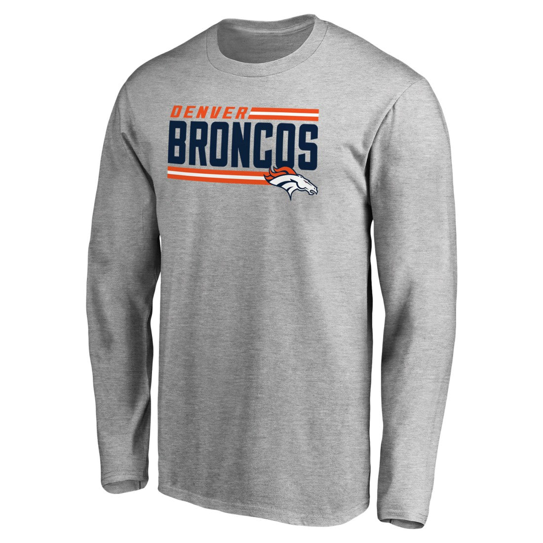 Denver Broncos Iconic Collection On Side Stripe Long Sleeve T-Shirt - Ash discount