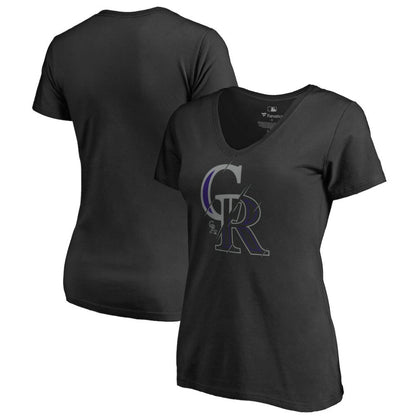 Colorado Rockies Women's X-Ray V-Neck T-Shirt - Black