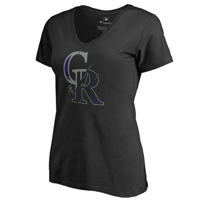 Colorado Rockies Women's X-Ray V-Neck T-Shirt - Black