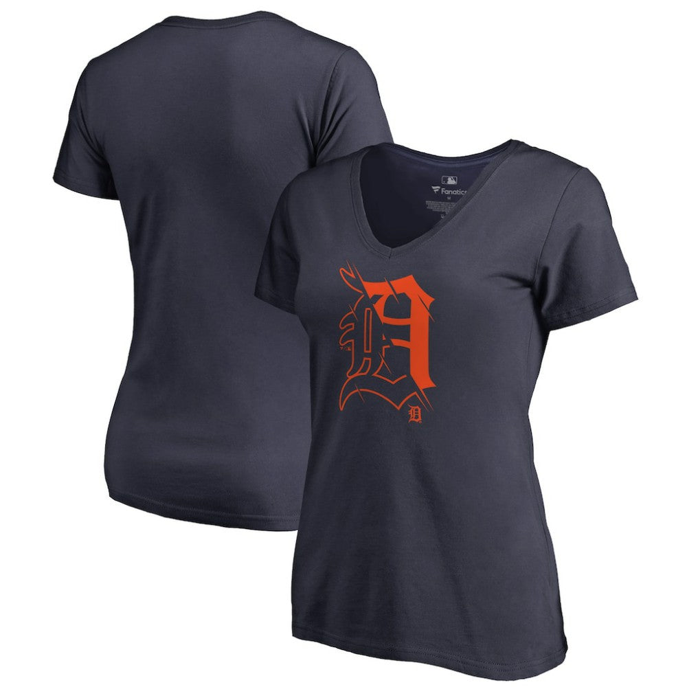 Detroit Tigers Women's X-Ray V-Neck T-Shirt - Navy