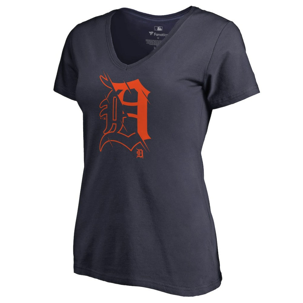 Detroit Tigers Women's X-Ray V-Neck T-Shirt - Navy