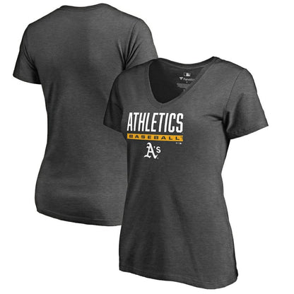 Athletics Women's Win Stripe V-Neck T-Shirt - Ash