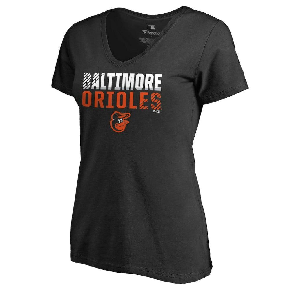 Baltimore Orioles Women's Fade Out V-Neck T-Shirt - Black