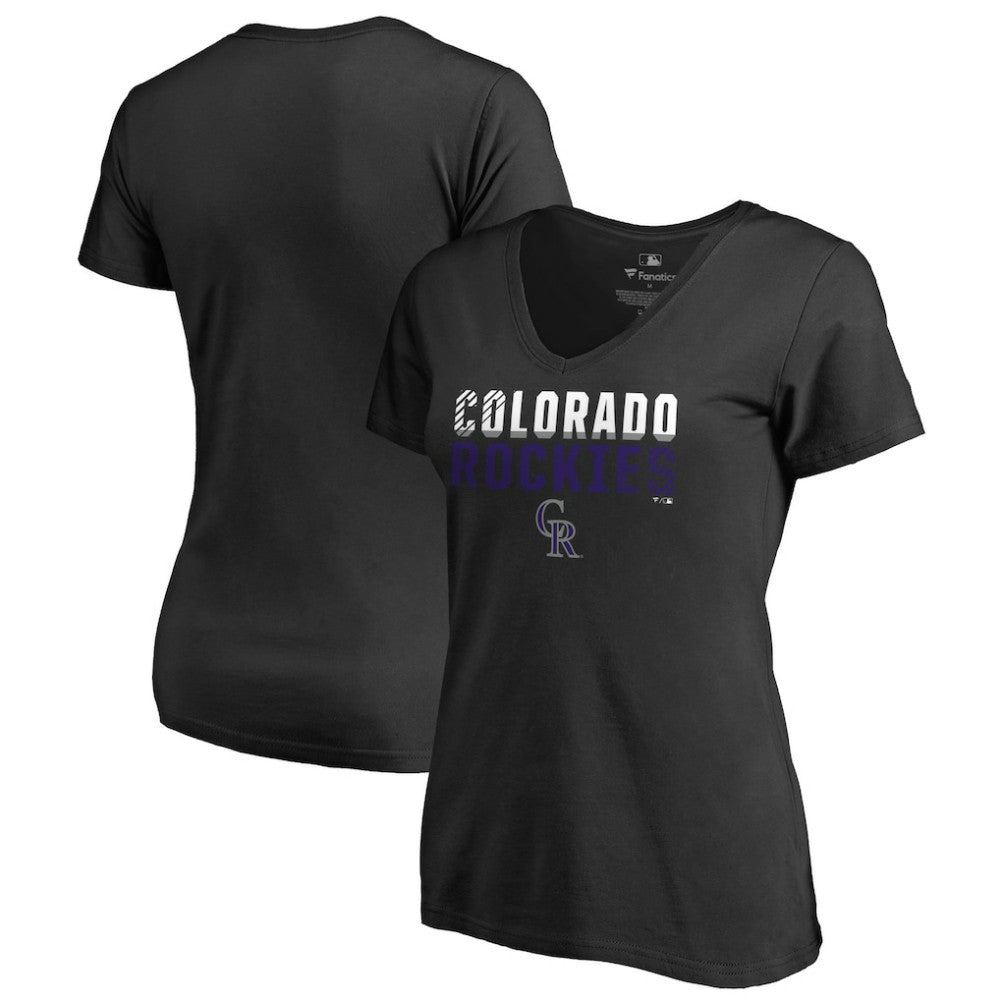 Colorado Rockies Women's Fade Out V-Neck T-Shirt - Black