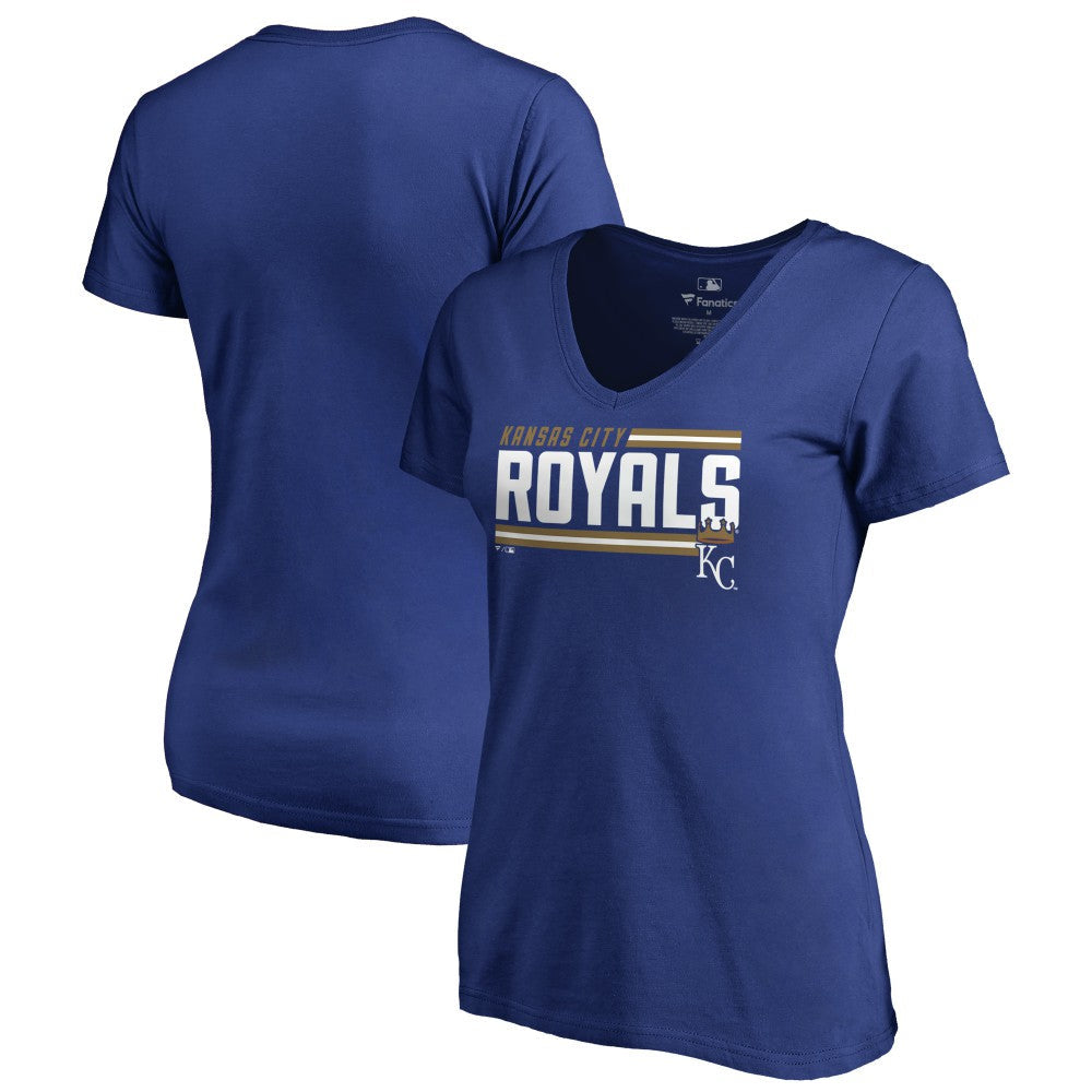 Kansas City Royals Women's Onside Stripe V-Neck T-Shirt - Royal