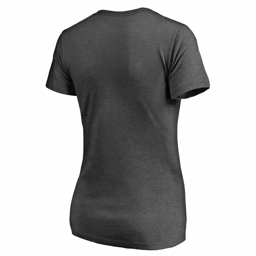 Cincinnati Reds Women's Charcoal Stack V-Neck T-Shirt - Ash