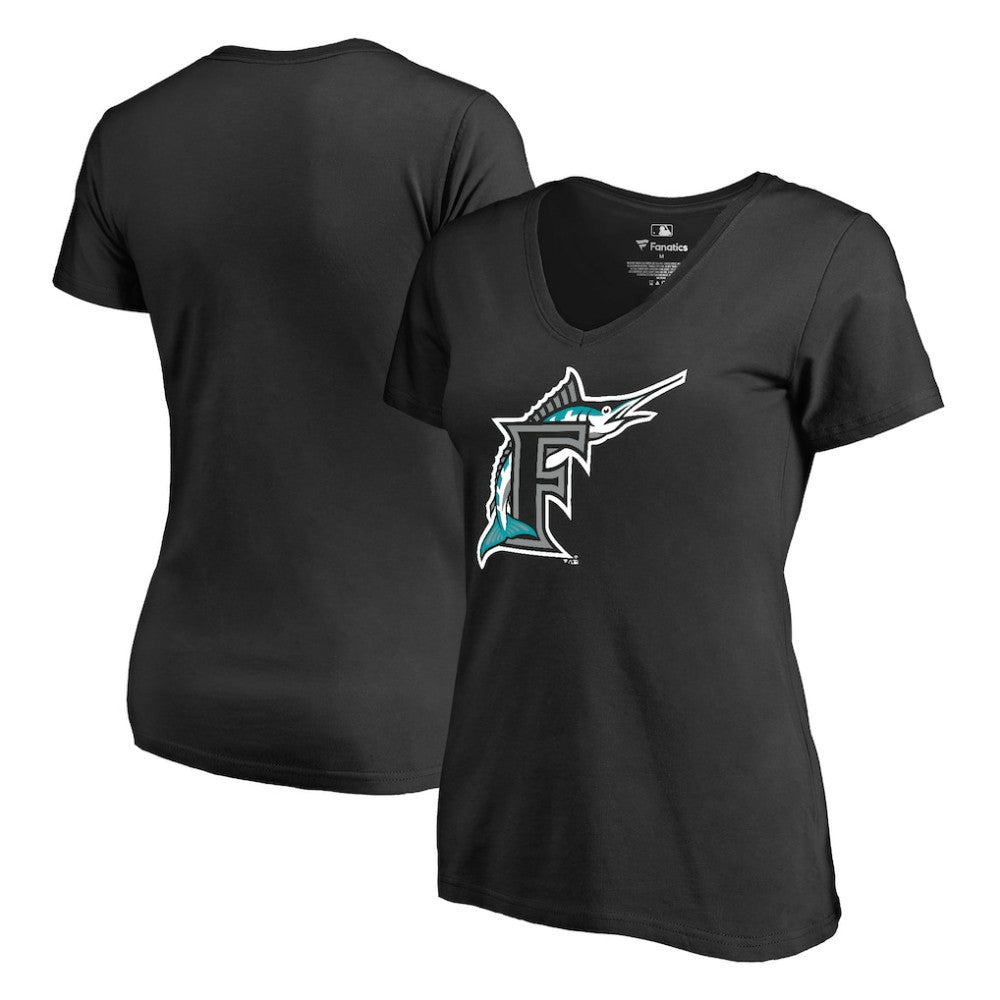 Florida Marlins Women's Cooperstown Collection Vintage Forbes V-Neck T-Shirt - Black