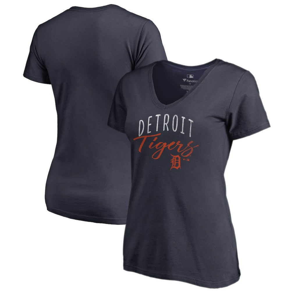 Detroit Tigers Women's Graceful V-Neck T-Shirt - Navy