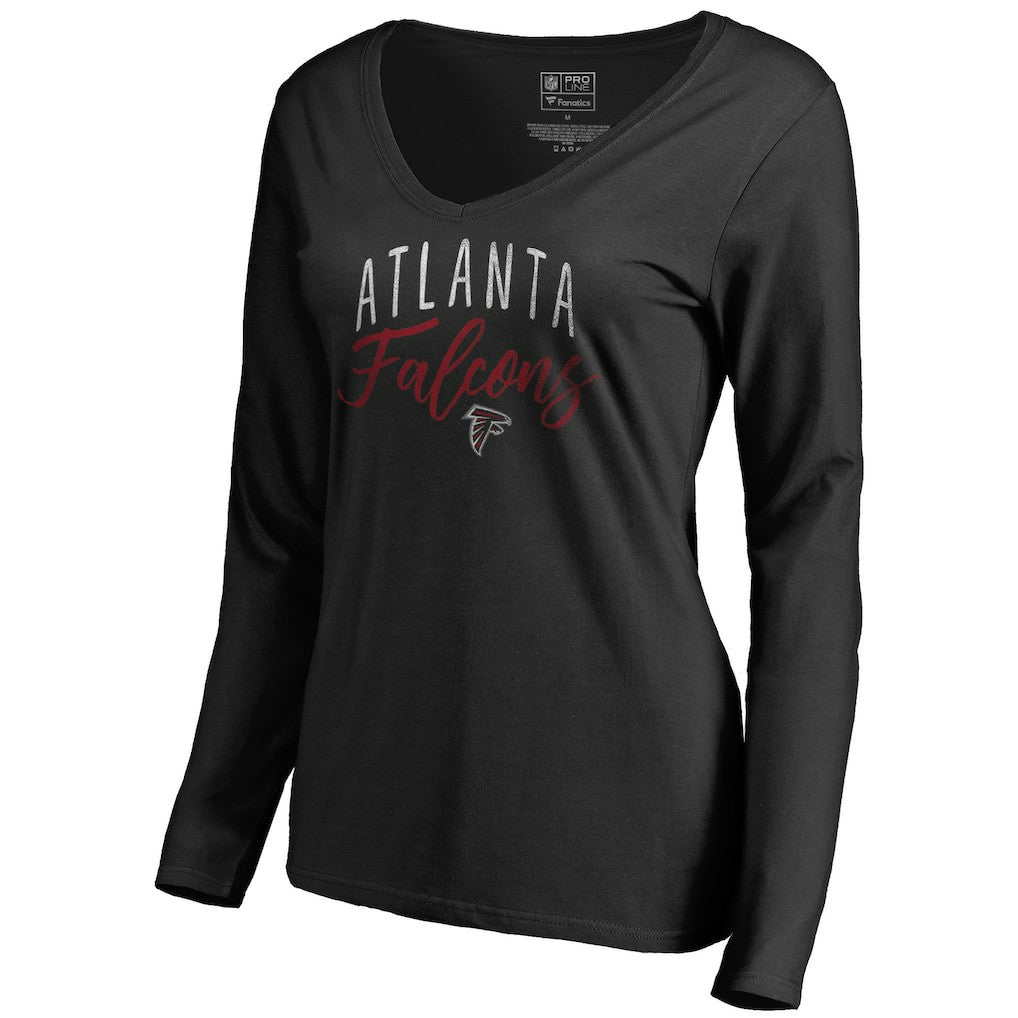 Atlanta Falcons Women's Graceful Long Sleeve V-Neck T-Shirt - Black outlet