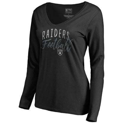 Las Vegas Raiders Women's Graceful Long Sleeve V-Neck T-Shirt - Black outlet