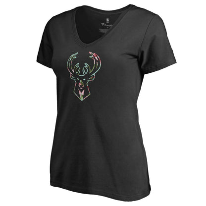 Milwaukee Bucks Lovely V-Neck T-Shirt - Black discount