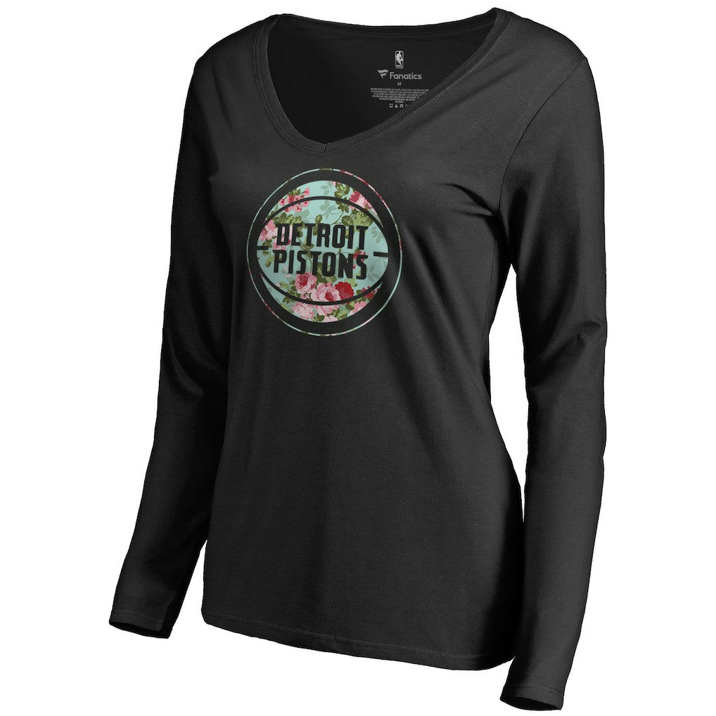 Detroit Pistons Women's Lovely V-Neck Long Sleeve T-Shirt sale - Black for sale