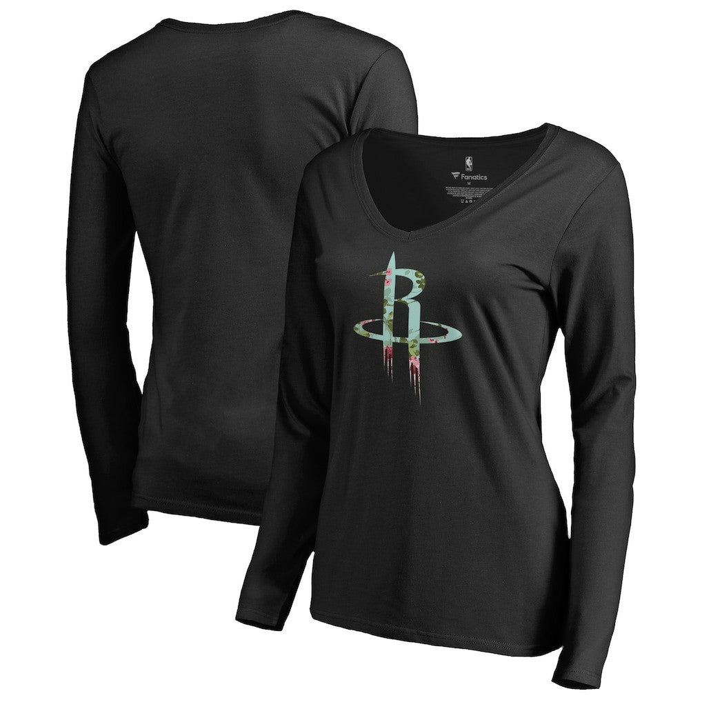Houston Rockets Women's Lovely V-Neck Long Sleeve T-Shirt - Black for sale