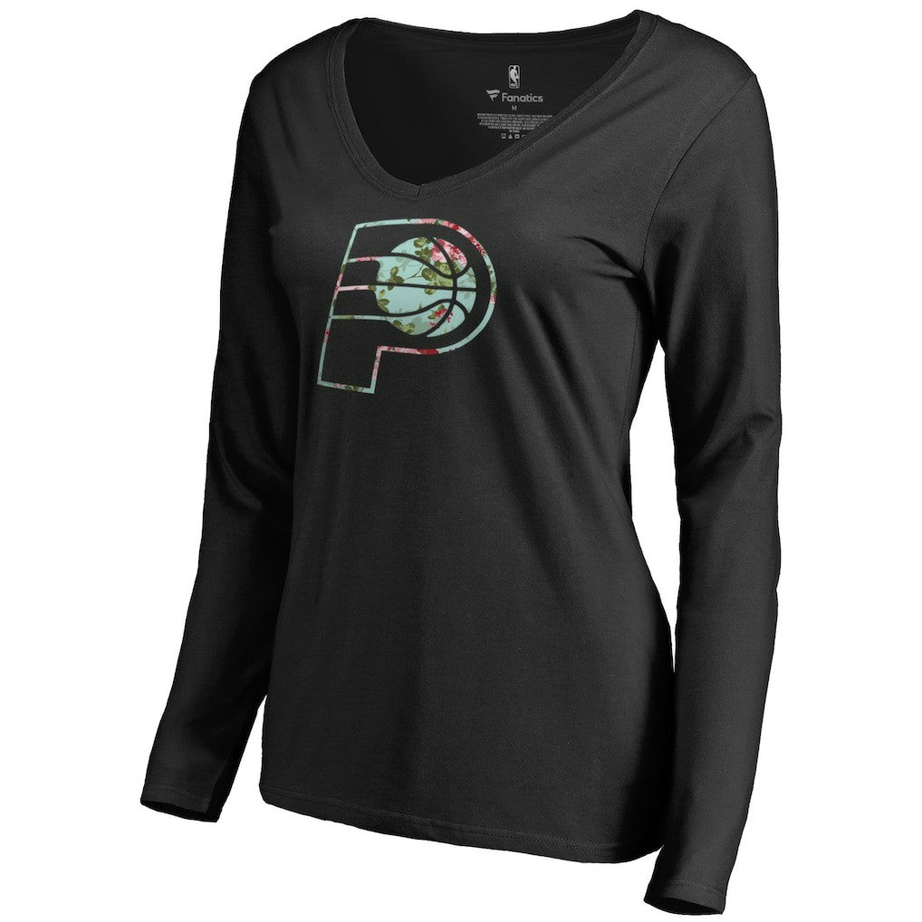 Indiana Pacers Women's Lovely V-Neck Long Sleeve T-Shirt - Black shop