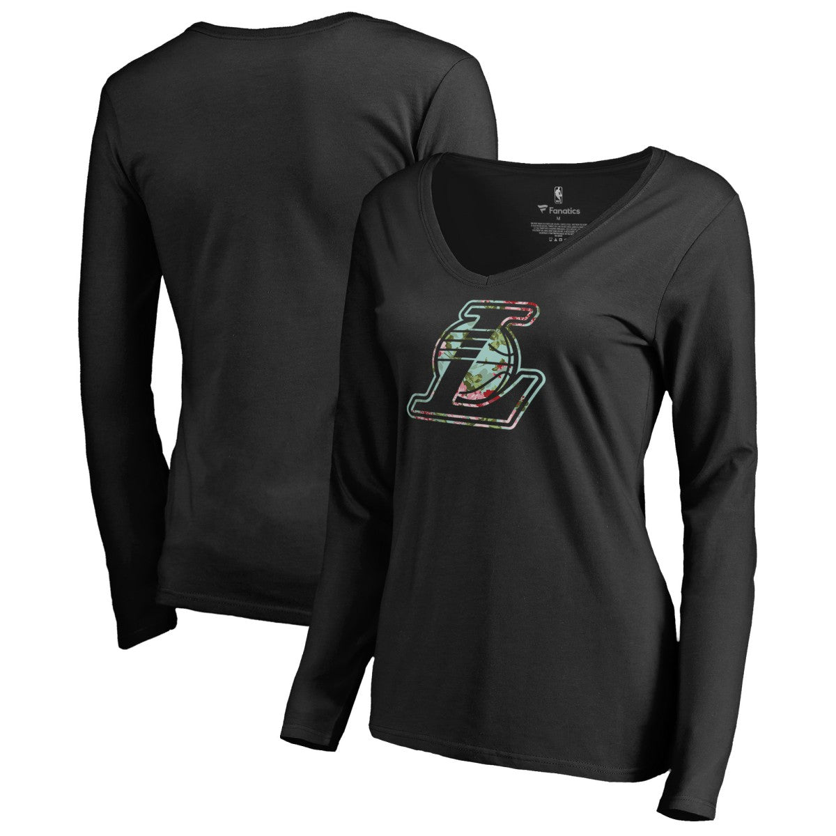 Los Angeles Lakers Women's Lovely V-Neck Long Sleeve T-Shirt - Black on sale