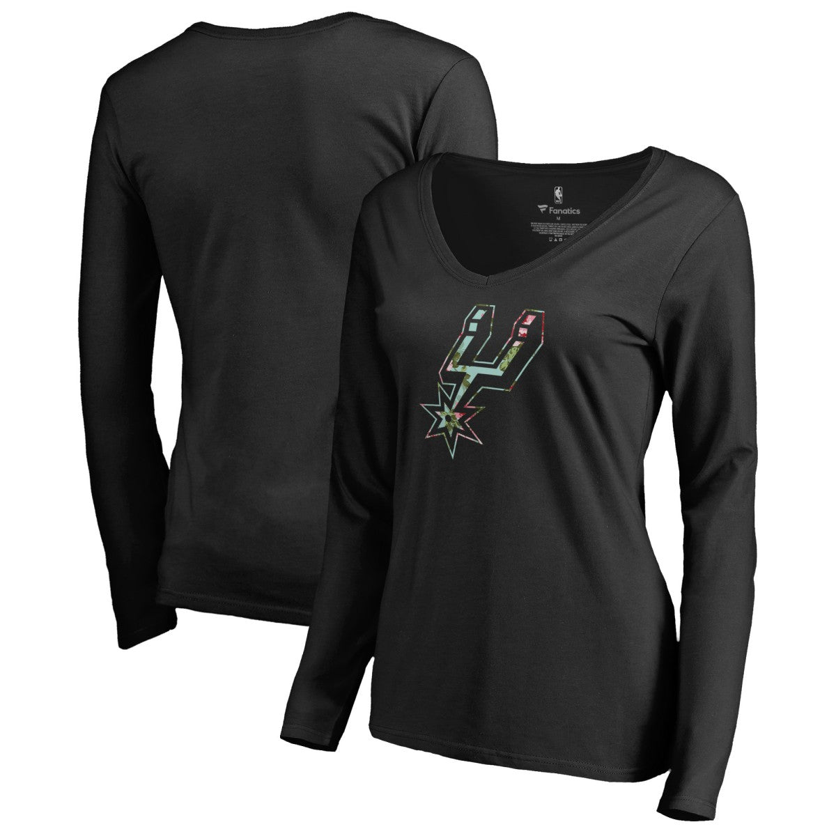 San Antonio Spurs Women's Lovely V-Neck Long Sleeve T-Shirt - Black shop