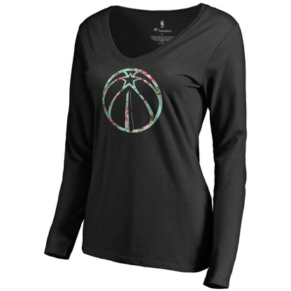 Washington Wizards Women's Lovely V-Neck Long Sleeve T-Shirt - Black on sale