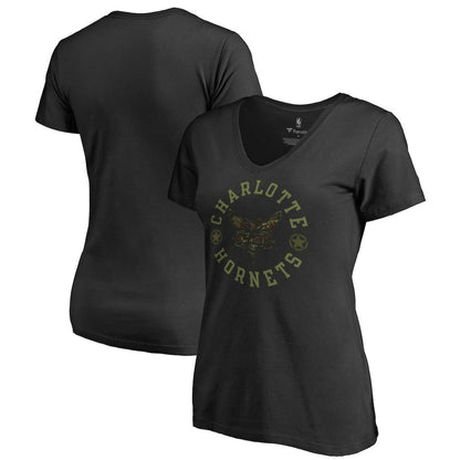 Charlotte Hornets Women's Liberty V-Neck T-Shirt - Black sale
