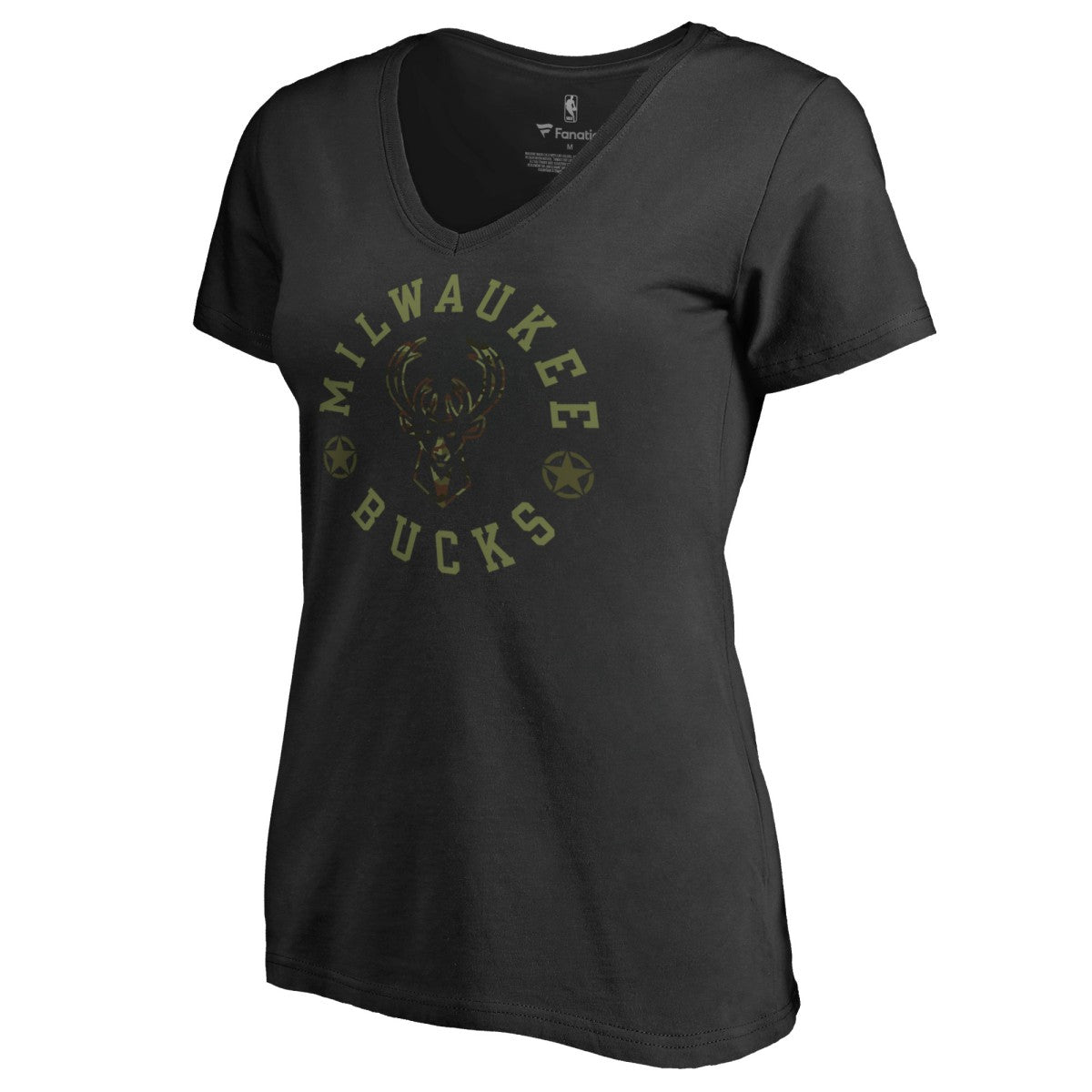 Milwaukee Bucks Women's Liberty V-Neck T-Shirt - Black outlet