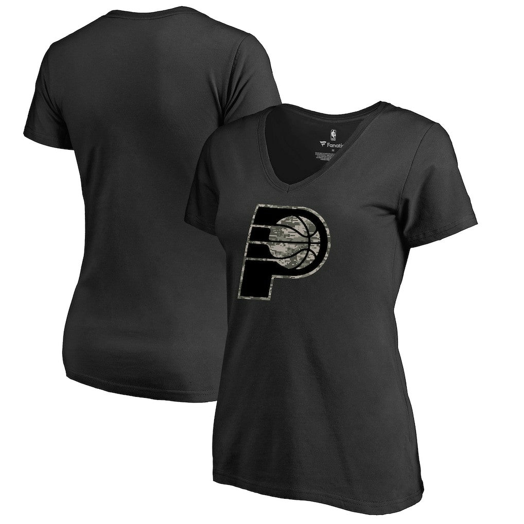 Indiana Pacers Women's Cloak Camo V-Neck T-Shirt - Black online