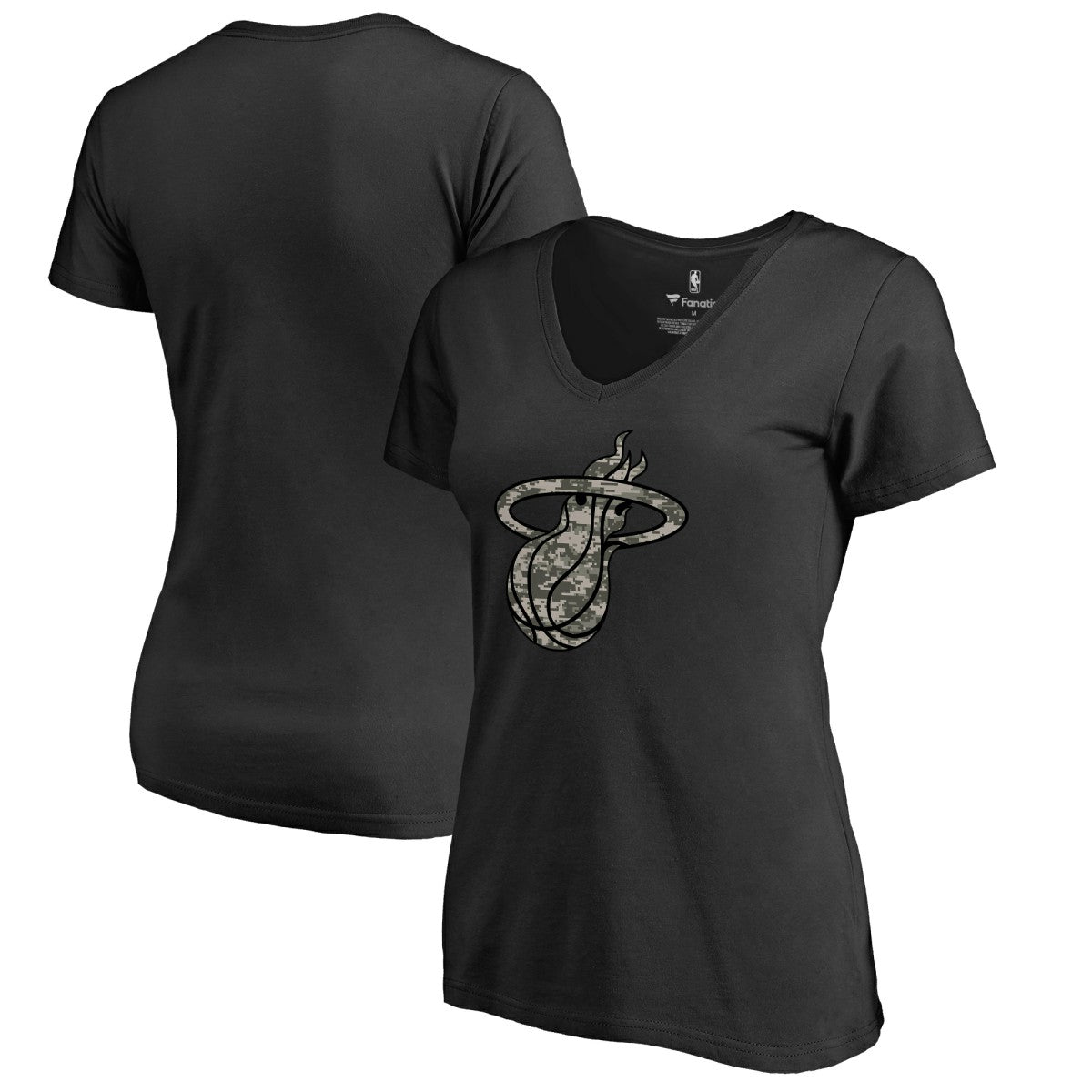 Miami Heat Women's Cloak Camo V-Neck T-Shirt - Black sale