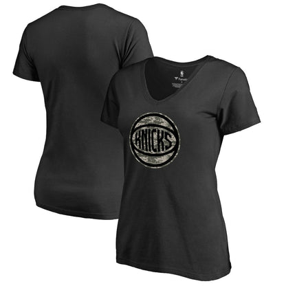 New York Knicks Women's Cloak Camo V-Neck T-Shirt - Black for sale