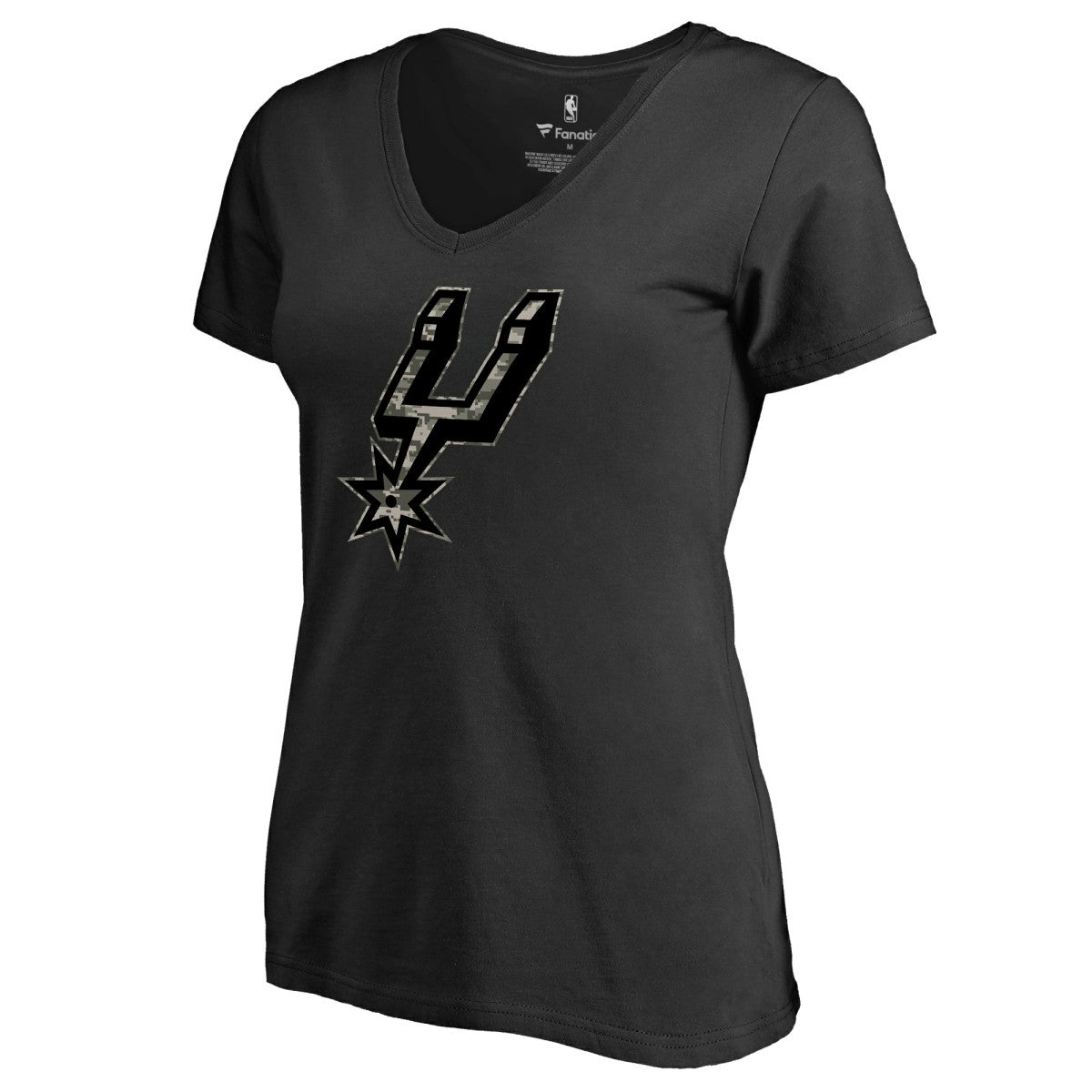 San Antonio Spurs Women's Cloak Camo V-Neck T-Shirt - Black on sale