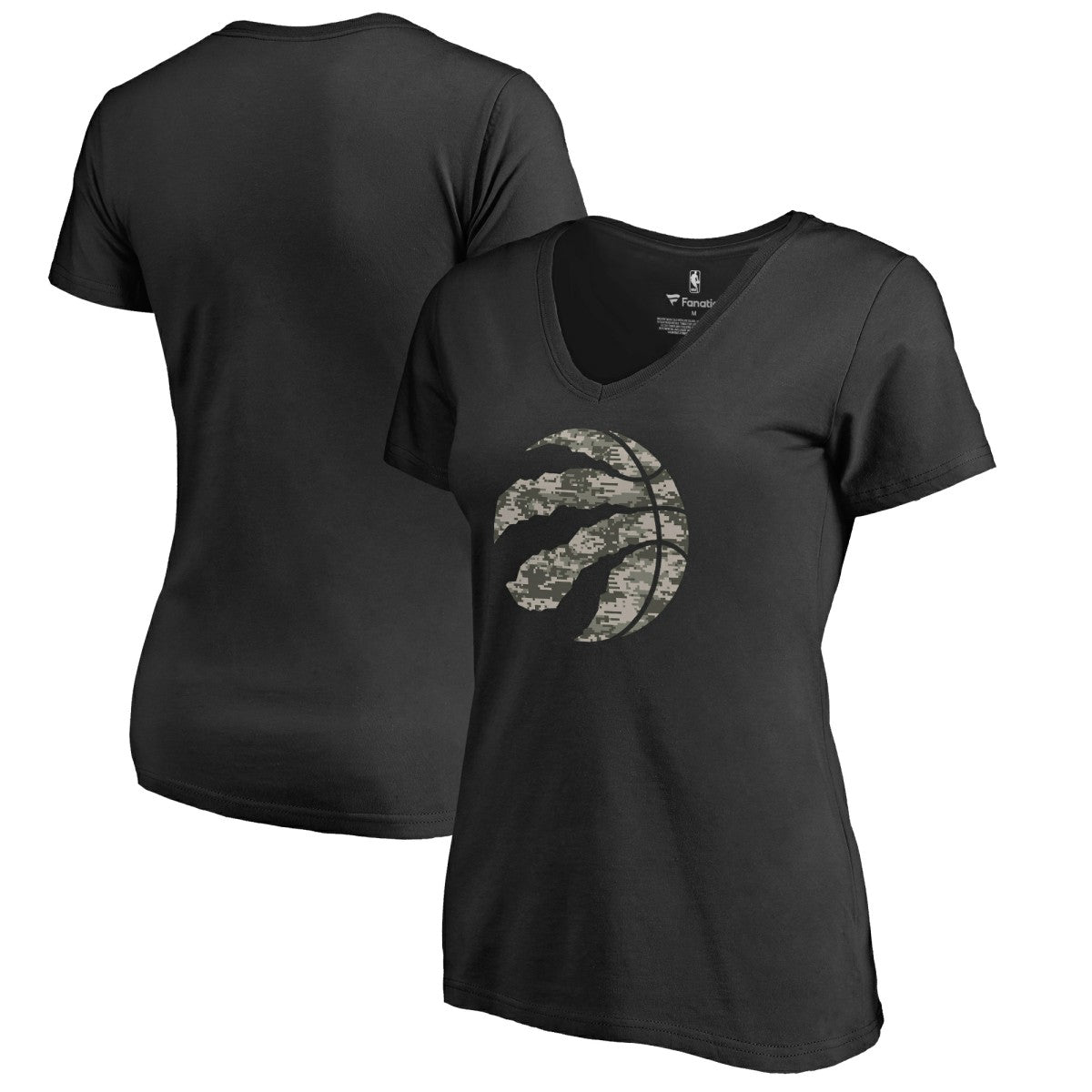 Toronto Raptors Women's Cloak Camo V-Neck T-Shirt - Black shop